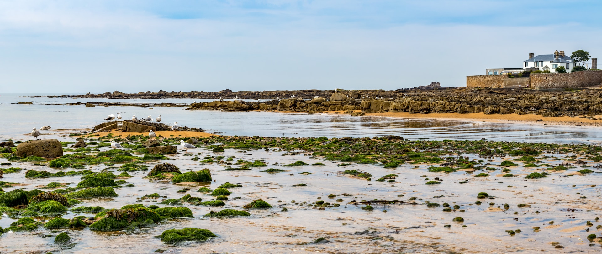 The beach in Anstruther, East Neuk of Fife, Scotland, low tide.