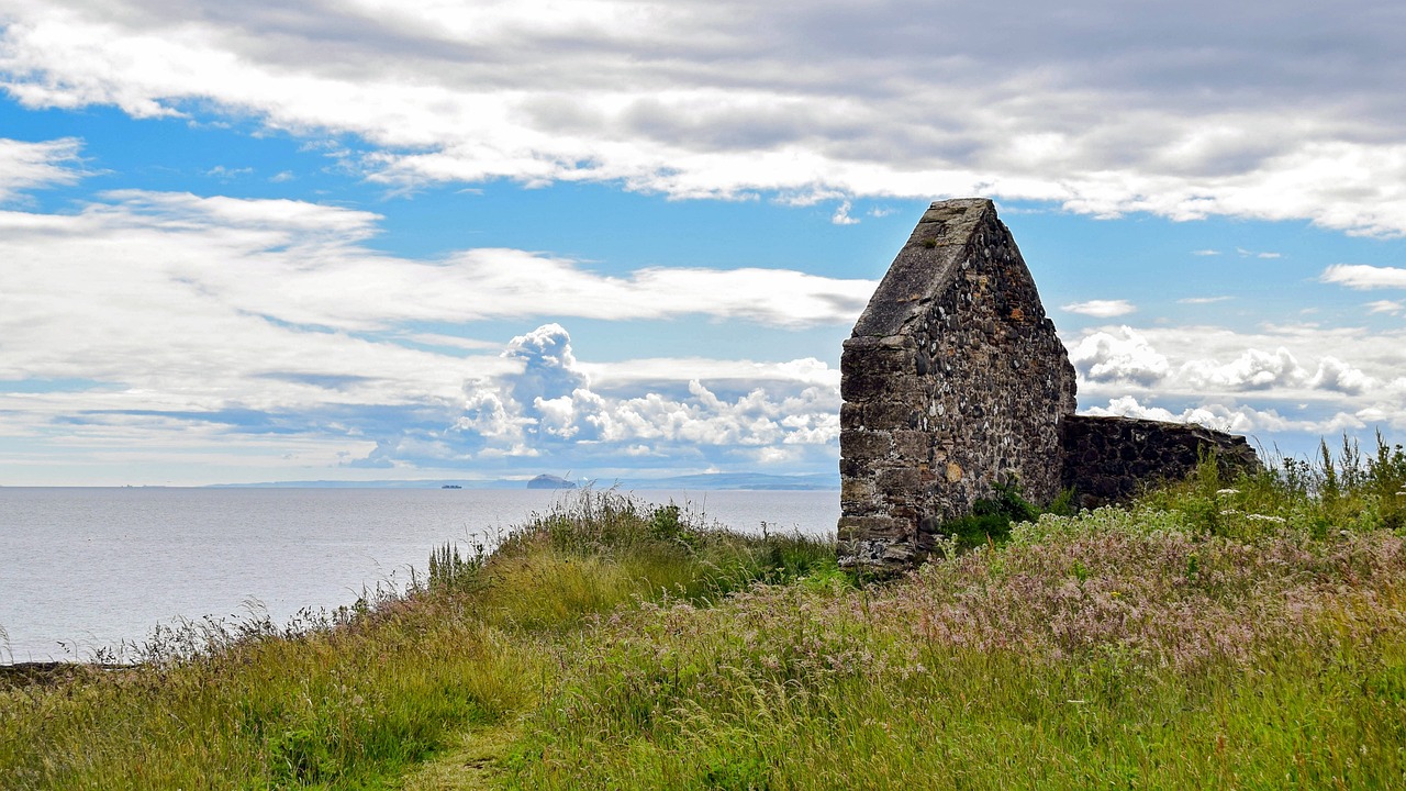 Stony ruins on a cliff overlooking the sea